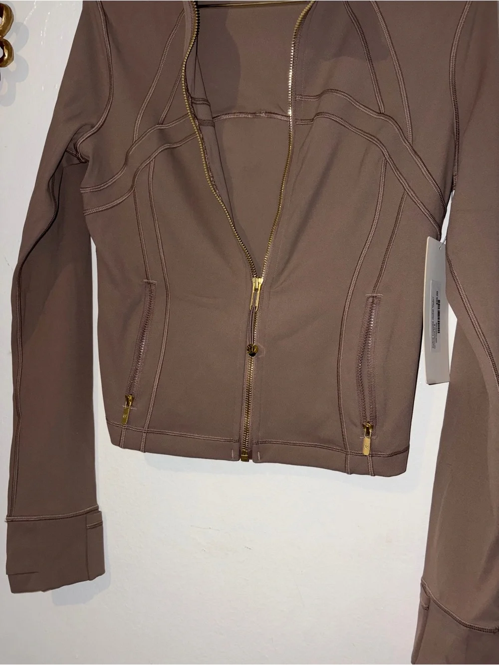 lululemon athletica Taupe Zip-Up Utility Jacket with Gold Hardware